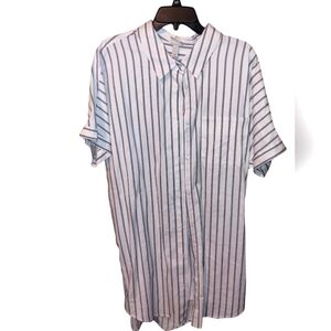 Classic White and Black Striped  Shirt Dress